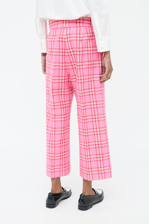 Smythe Pink 
White Woven Plaid Trouser