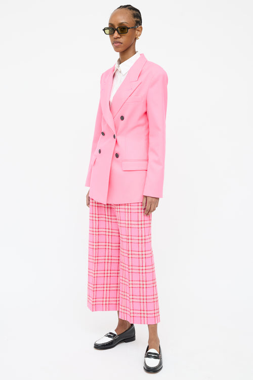 Smythe Pink 
White Woven Plaid Trouser