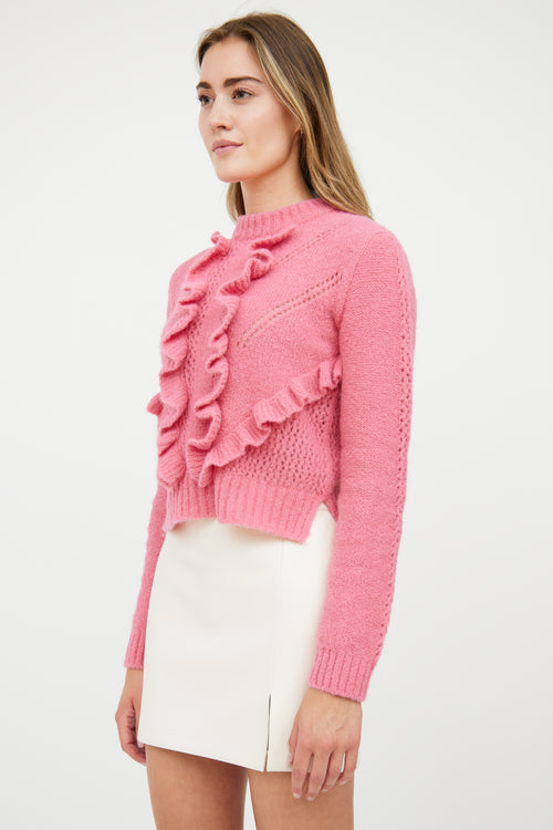 Smythe Pink Ruffle Cropped Sweater