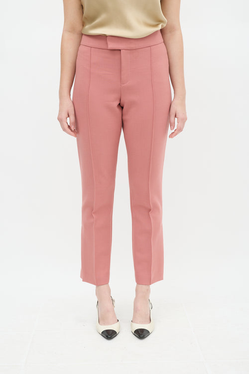 Smythe Pink Tapered Pleat Stovepipe Pant