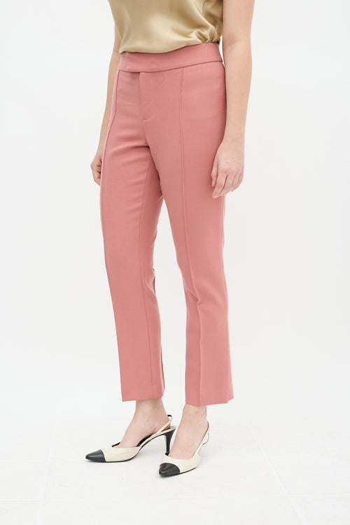 Smythe Pink Tapered Pleat Stovepipe Pant