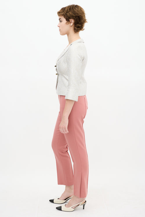 Smythe Pink Tapered Pleat Stovepipe Pant