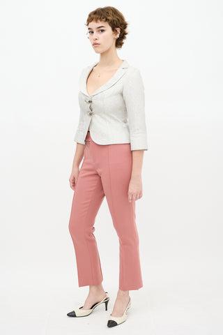 Smythe Pink Tapered Pleat Stovepipe Pant