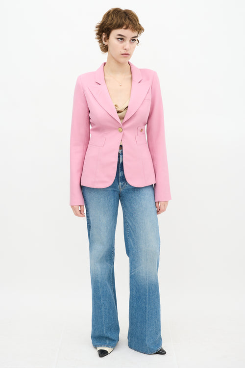 Smythe Pink Wool Peak Lapel Duchess Blazer