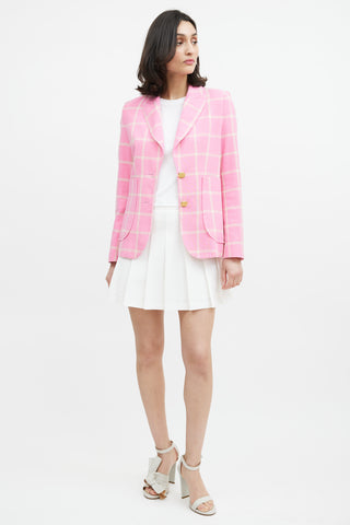 Smythe Pink 
Yellow Woven Check Blazer