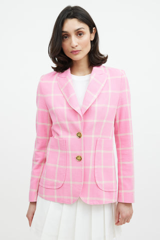 Smythe Pink 
Yellow Woven Check Blazer