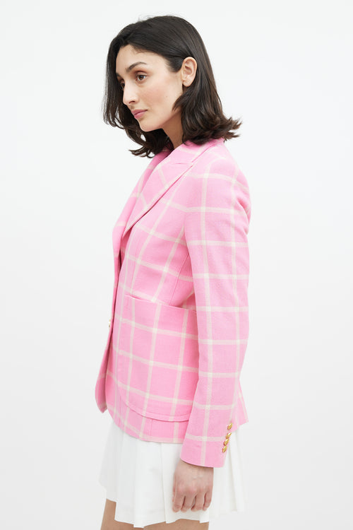 Smythe Pink 
Yellow Woven Check Blazer