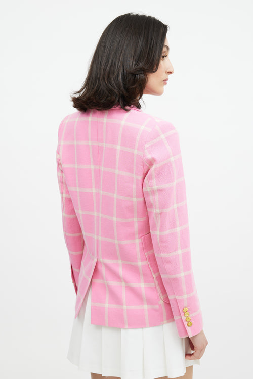 Smythe Pink 
Yellow Woven Check Blazer