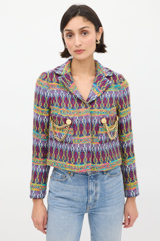 Smythe Purple 
Multicolour Jacquard Box Chain Jacket