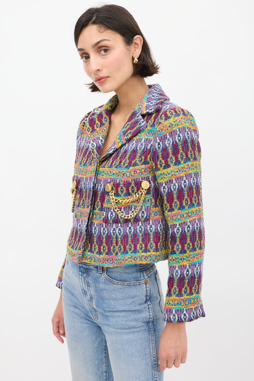 Smythe Purple 
Multicolour Jacquard Box Chain Jacket