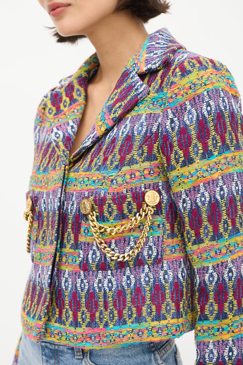 Smythe Purple 
Multicolour Jacquard Box Chain Jacket