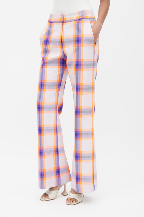 Smythe Purple 
Orange Plaid Two Piece Suit