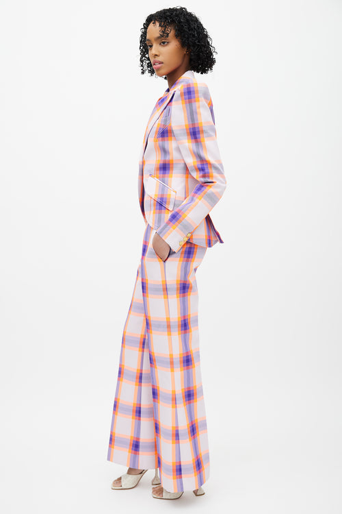 Smythe Purple 
Orange Plaid Two Piece Suit