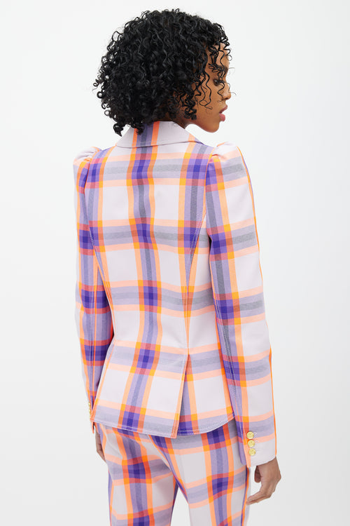 Smythe Purple 
Orange Plaid Two Piece Suit