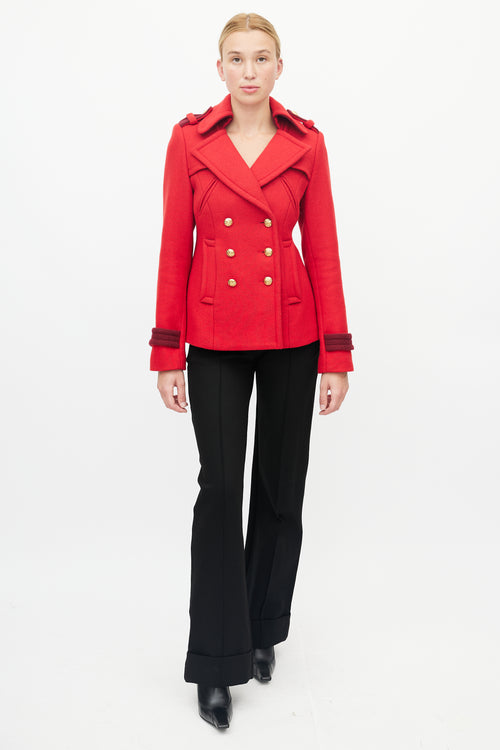 Smythe Red Double Breasted Pea Coat