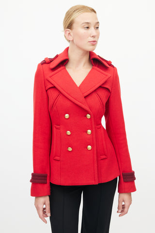 Smythe Red Double Breasted Pea Coat