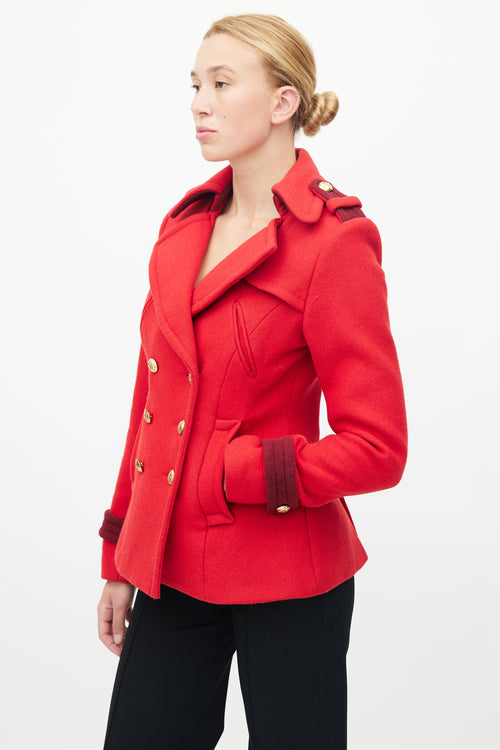 Smythe Red Double Breasted Pea Coat