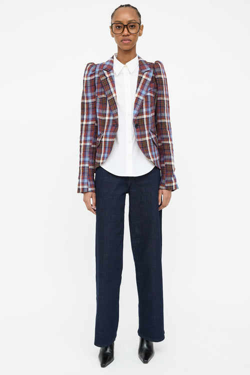 Smythe Red 
Multi Plaid Button Pocket Blazer