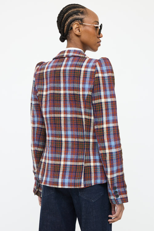 Smythe Red 
Multi Plaid Button Pocket Blazer