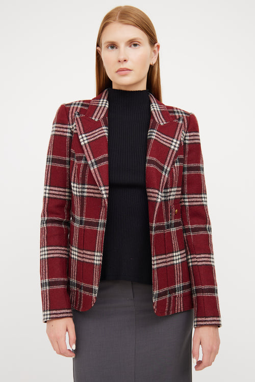 Smythe Red, White 
Black Plaid Wool Blazer