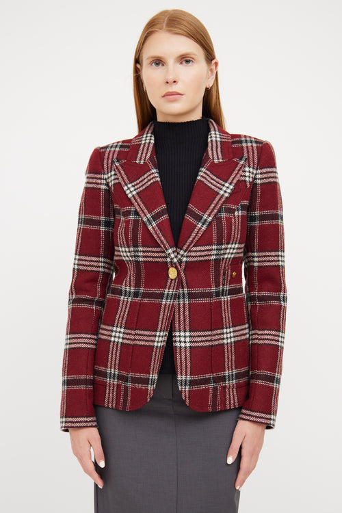 Smythe Red, White 
Black Plaid Wool Blazer