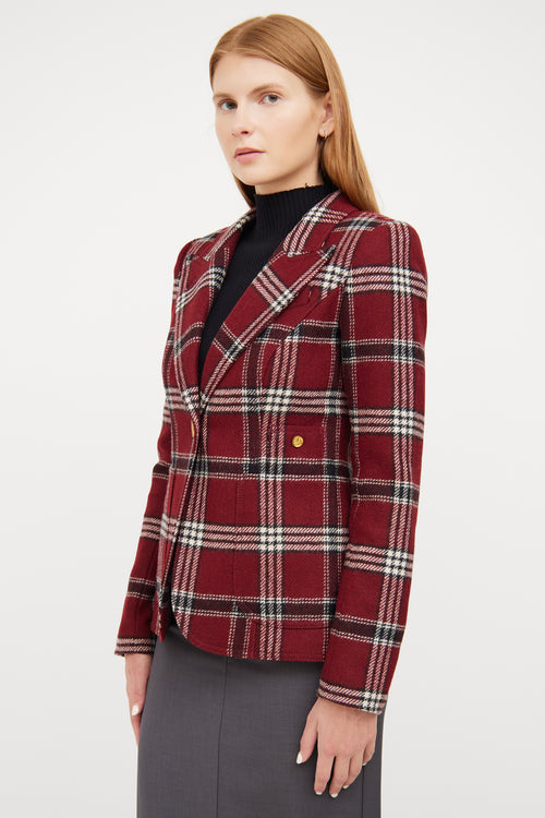 Smythe Red, White 
Black Plaid Wool Blazer