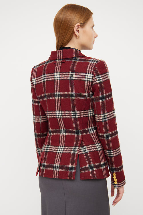 Smythe Red, White 
Black Plaid Wool Blazer