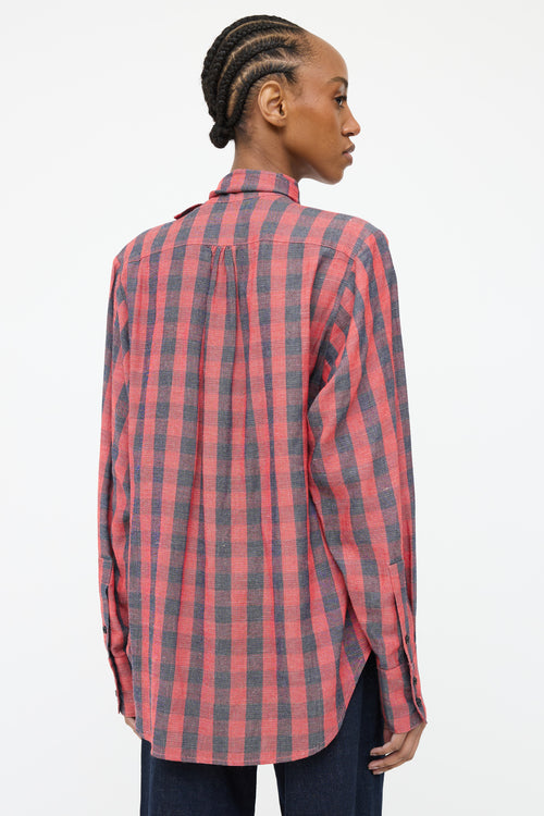 Smythe Red 
Navy Plaid Bow Top