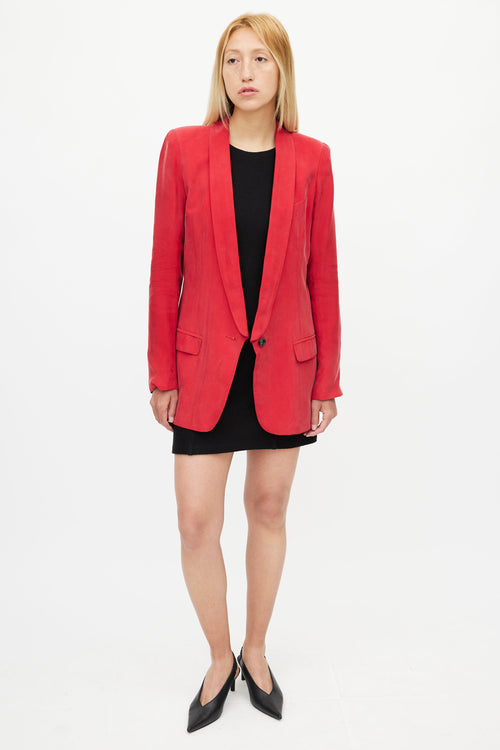 Smythe Red Shawl Collar Long Blazer