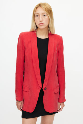 Smythe Red Shawl Collar Long Blazer