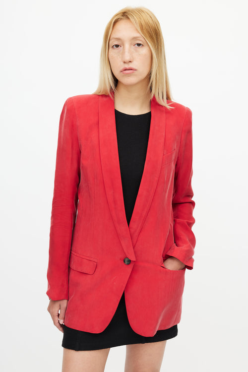 Smythe Red Shawl Collar Long Blazer