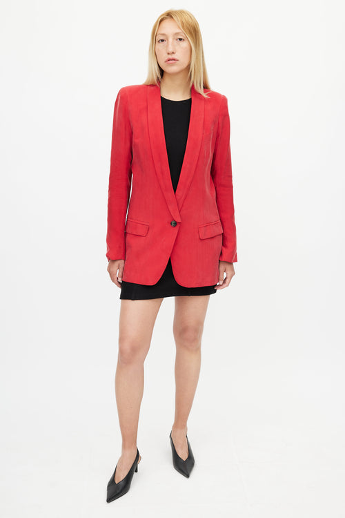 Smythe Red Shawl Collar Long Blazer