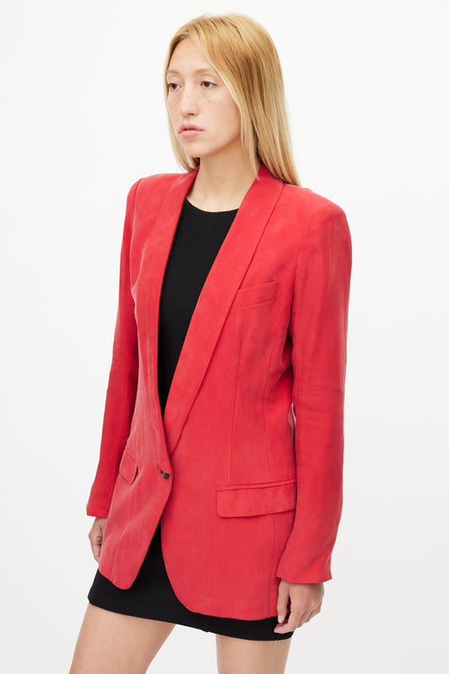 Smythe Red Shawl Collar Long Blazer