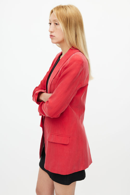 Smythe Red Shawl Collar Long Blazer