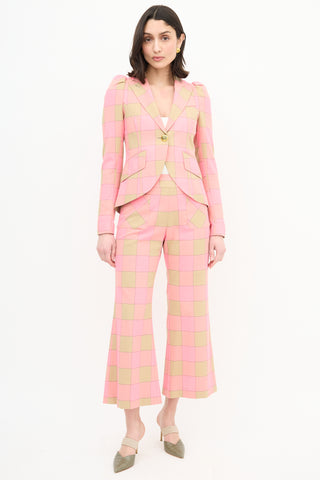 Smythe Seersucker Check Pouf Sleeve Blazer