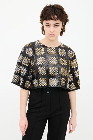 Smythe Sequin Cropped Top