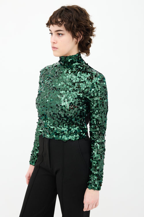 Smythe Sequin Mock Neck Top