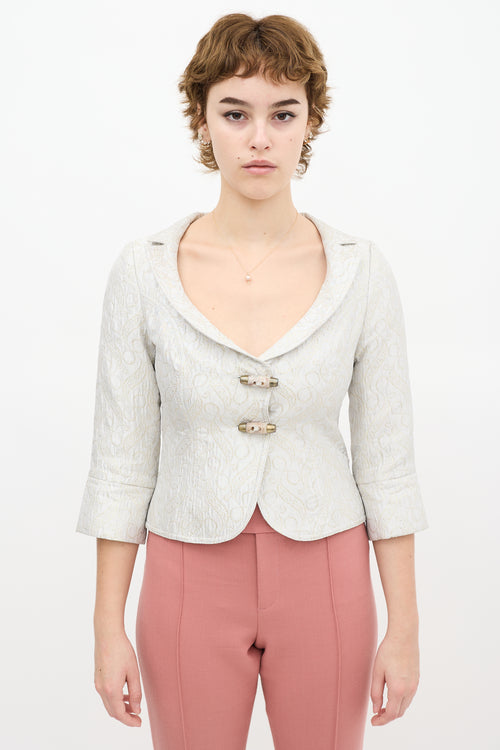 Smythe Silver 
Gold Satin Embroidery Blazer