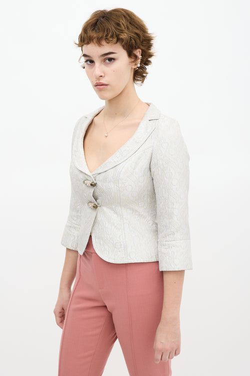 Smythe Silver 
Gold Satin Embroidery Blazer