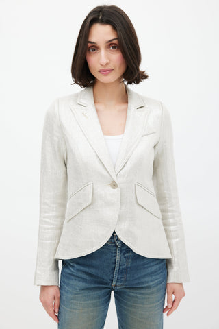 Smythe Metallic Linen One Button Blazer