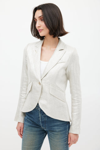 Smythe Metallic Linen One Button Blazer