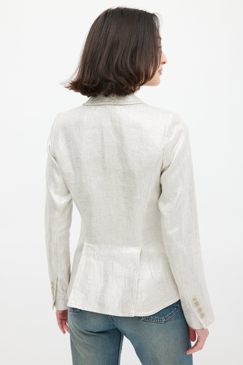 Smythe Silver Linen Single Button Blazer