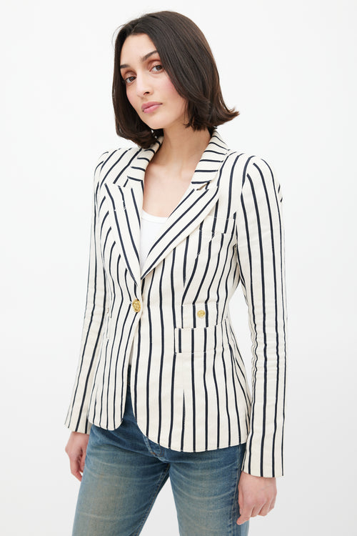 Smythe White 
Black Striped Duchess Blazer