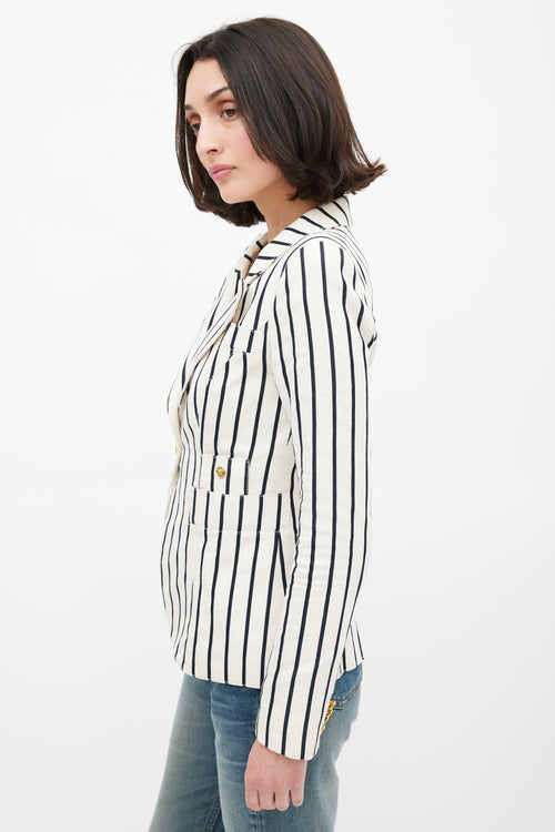 Smythe White 
Black Striped Duchess Blazer