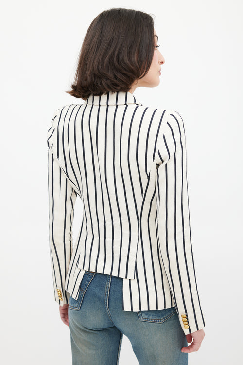 Smythe White 
Black Striped Duchess Blazer