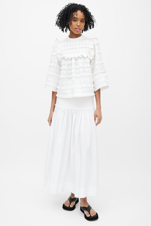 Smythe White Floral Fringe Top