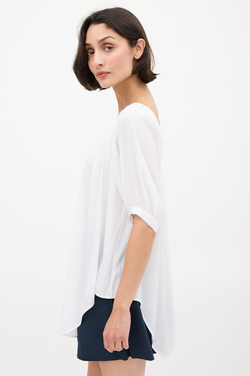 Smythe White Gathered Neck Top