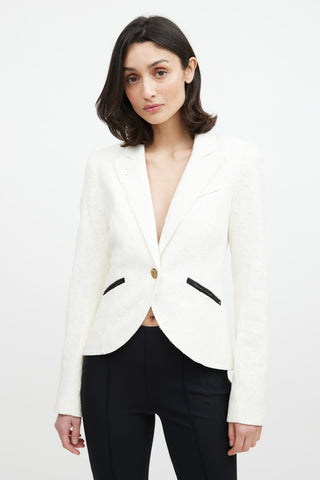 Smythe White 
Gold Floral Brocade Blazer