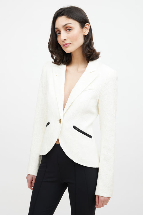 Smythe White 
Gold Floral Brocade Blazer