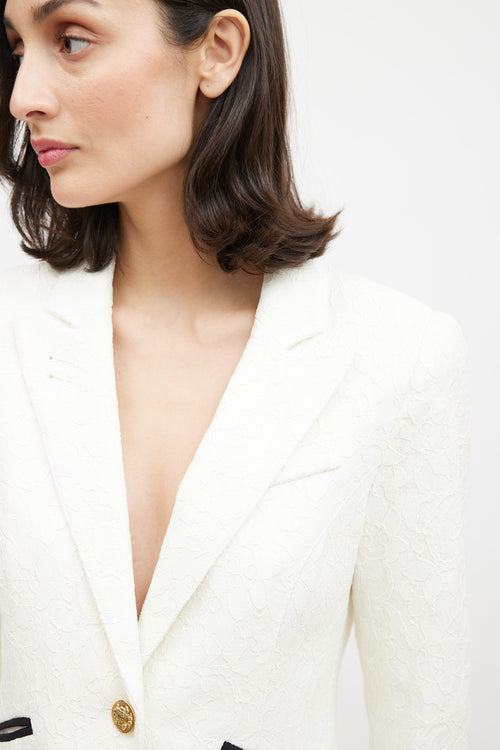 Smythe White 
Gold Floral Brocade Blazer